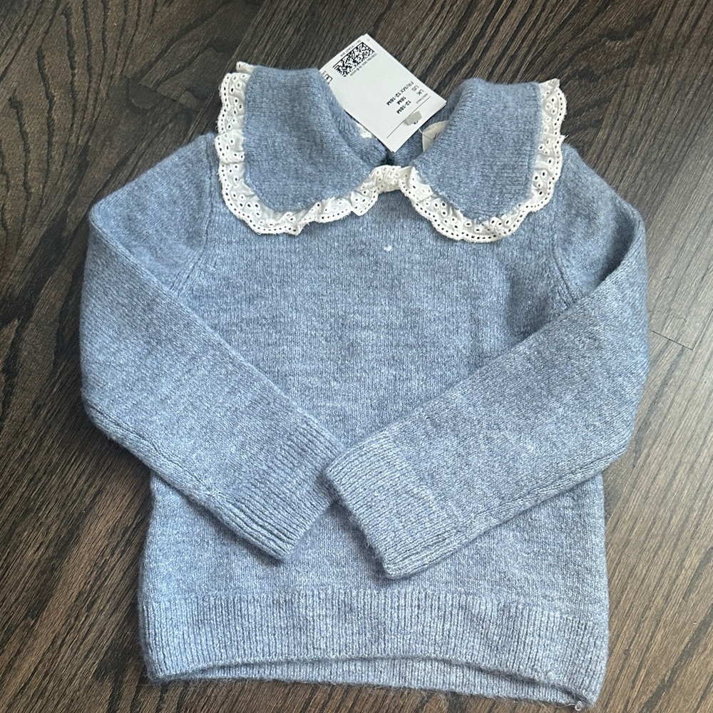 H&M Gray Sweater with Lace Collar